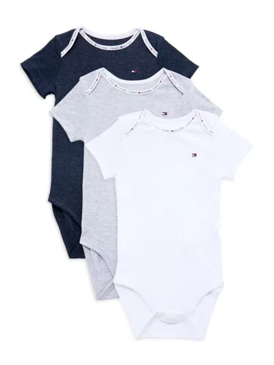 Tommy Hilfiger Baby Boy's 3-pack Logo Bodysuit Set In White
