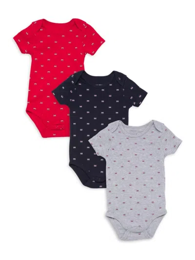 Tommy Hilfiger Baby Boy's 3-pack Monogram Bodysuit In Red White Navy