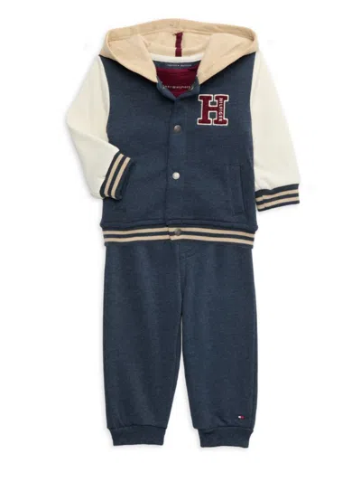 Tommy Hilfiger Baby Boy's 3-piece Bodysuit, Hoodie & Joggers Set In Navy Multi