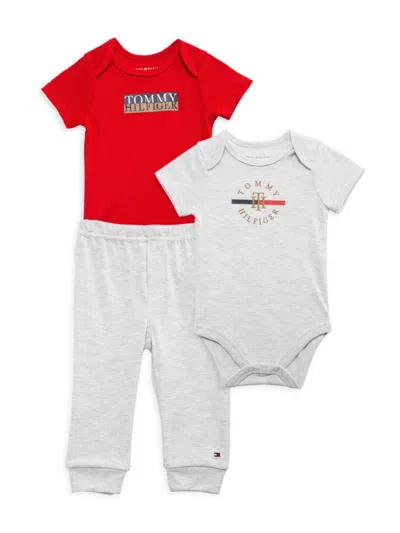 Tommy Hilfiger Baby Boy's 3-piece Logo Rompers & Joggers Set In Red
