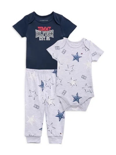 Tommy Hilfiger Kids' Baby Boy's 3-piece Rompers & Print Joggers Set In Blue