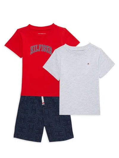 Tommy Hilfiger Baby Boy's 3-piece Tees & Shorts Set In Red