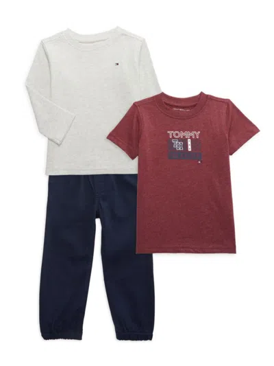 Tommy Hilfiger Baby Boy's & Boy's 3-piece T-shirt & Joggers Set In Red