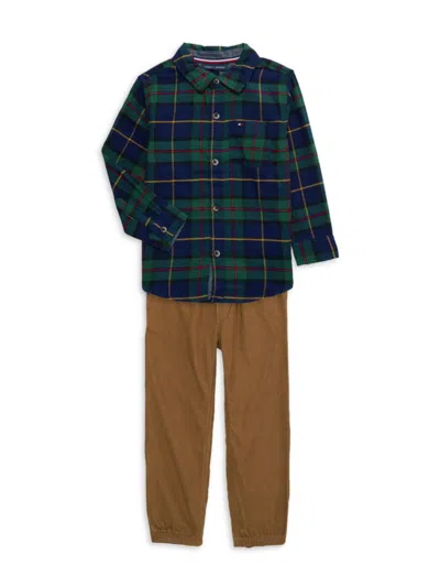 Tommy Hilfiger Baby Boy's & Little Boy's 2-piece Shirt & Joggers Set In Green Multi