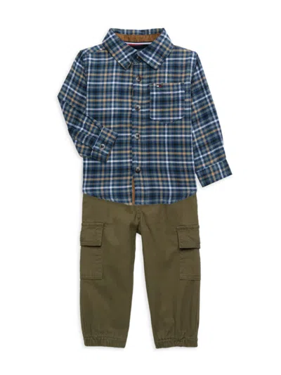 Tommy Hilfiger Baby Boy's & Little Boy's 2-piece Shirt & Cargo Pants Set In Brown Multi
