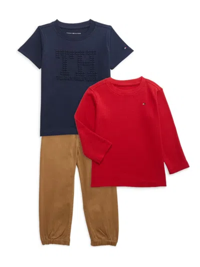 Tommy Hilfiger Baby Boy's & Little Boy's 3-piece T-shirts & Joggers Set In Red Navy