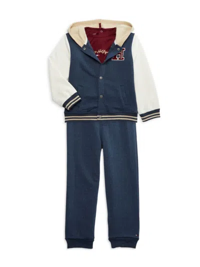 Tommy Hilfiger Baby Boy's & Little Boy's 3-piece Tee, Hooded Jacket & Joggers Set In Navy