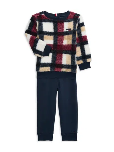 Tommy Hilfiger Baby Boy's & Little Boy's Faux Shearling Sweater & Solid Joggers Set In Red Multi