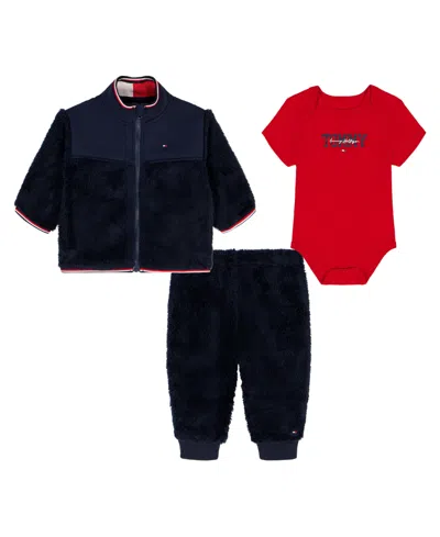 Tommy Hilfiger Baby Boys 3-piece Bodysuit, Jacket, And Pants Set In Multi
