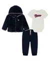 Tommy Hilfiger Baby Boys 3-piece Hoodie, Bodysuit, And Pants Set In Black