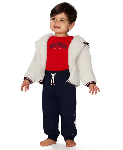 TOMMY HILFIGER BABY BOYS 3-PIECE HOODIE, BODYSUIT, AND PANTS SET