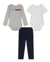 Tommy Hilfiger Baby Boys 3-piece Long Sleeve Bodysuit, Short Sleeve Bodysuit And Joggers Set In Black