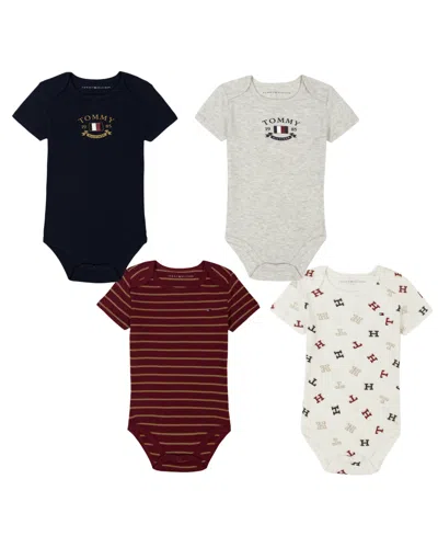 Tommy Hilfiger Baby Boys 4-piece Short Sleeve Bodysuit Set In Multi