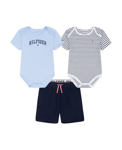 Tommy Hilfiger Baby Boys' Bodysuits & Shorts, 3-piece Set In Multi