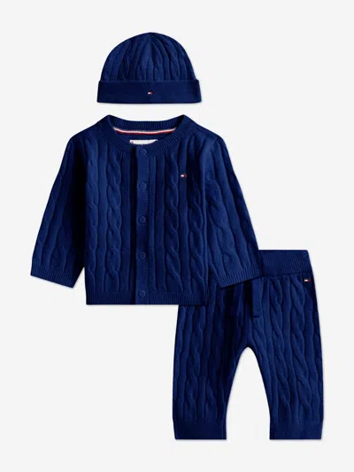 Tommy Hilfiger Baby Boys Cable Knit Trouser Set In Blue
