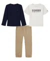 Tommy Hilfiger Baby Boys Long-sleeve T-shirt, T-shirt And Joggers, 3-piece Set In Multi