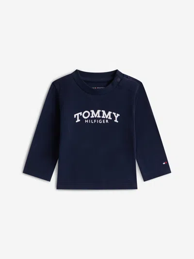 Tommy Hilfiger Baby Boys Monotype Logo Long Sleeve T-shirt In Blue