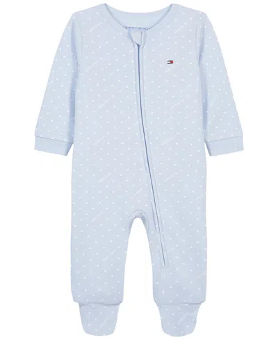 Tommy Hilfiger Baby Boys' Polka Dot Zip-front Footed Coverall In Blue