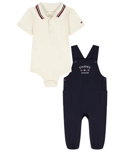 Tommy Hilfiger Baby Boys' Polo Bodysuit And Overall, 2-piece Set In Multi