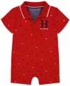 TOMMY HILFIGER BABY BOYS PRINTED PIQUE KNIT POLO ROMPER