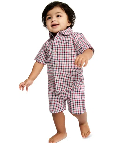 Tommy Hilfiger Baby Boys' Seersucker Check Cabana Shirt And Shorts, 2-piece Set In Multi