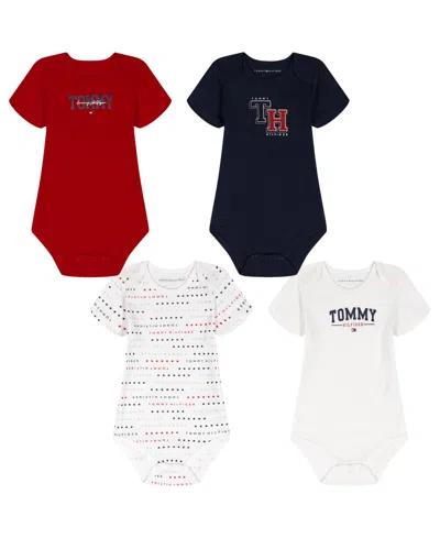 Tommy Hilfiger Baby Boys' Signature Short-sleeve Bodysuits, 4-pack In Multi