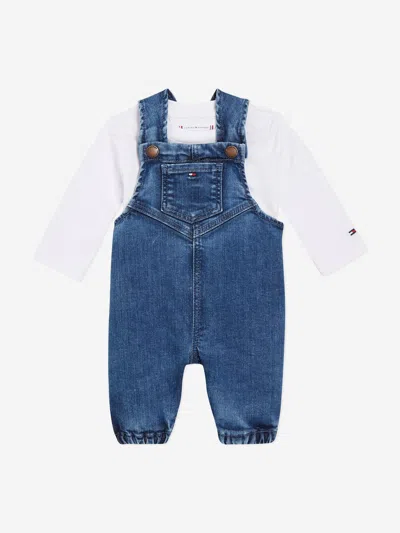 Tommy Hilfiger Baby Denim Dungaree Set In Blue