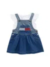 TOMMY HILFIGER BABY GIRL'S 2-PIECE LOGO TOP & PINAFORE DRESS SET