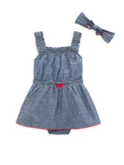Tommy Hilfiger Baby Girl's 2-piece Star Print Dress & Headband Set In Blue