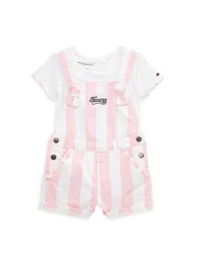 Tommy Hilfiger Baby Girl's 2-piece Tee & Shortalls Set In White Multi