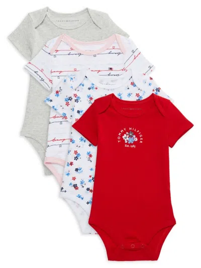 Tommy Hilfiger Baby Girl's 3-pack Bodysuit Set In Red Multi