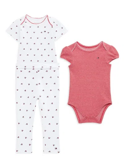 Tommy Hilfiger Baby Girl's 3-piece Bodysuits & Leggings Set In Red Multi