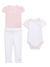 Tommy Hilfiger Baby Girl's 3-piece Bow Bodysuit & Pants Set In Light Pink Multi