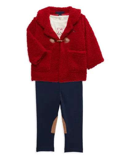 Tommy Hilfiger Baby Girl's 3-piece T-shirt, Jacket & Pants Set In Red Multi