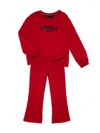 Tommy Hilfiger Baby Girl's & Little Girl's 2-piece Logo Sweatshirt & Pants Set In Red