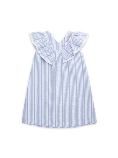 Tommy Hilfiger Baby Girl's & Little Girl's Striped Seersucker Cotton Dress In Blue Multi