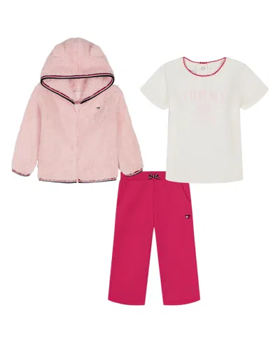 Tommy Hilfiger Baby Girls 3-piece Crewneck T-shirt, Hoodie, And Pants Set In Multi