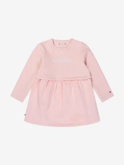 Tommy Hilfiger Baby Girls Curved Monotype Dress In Pink
