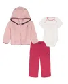 Tommy Hilfiger Baby Girls Jacket, Bodysuit And Pants, 3-piece Set In Pink