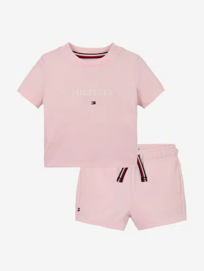 Tommy Hilfiger Baby Girls Monotype T-shirt And Shorts Set In Pink