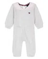Tommy Hilfiger Baby Girls Oxford Peter Pan Collar Coverall In Gray