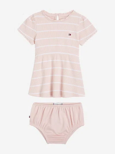Tommy Hilfiger Baby Girls Striped Rib Dress In Pink
