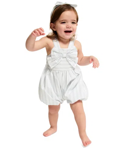 Tommy Hilfiger Baby Girls' Striped Romper & Headband, 2-piece Set In White