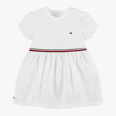 Tommy Hilfiger Baby Girls White Cotton Dress