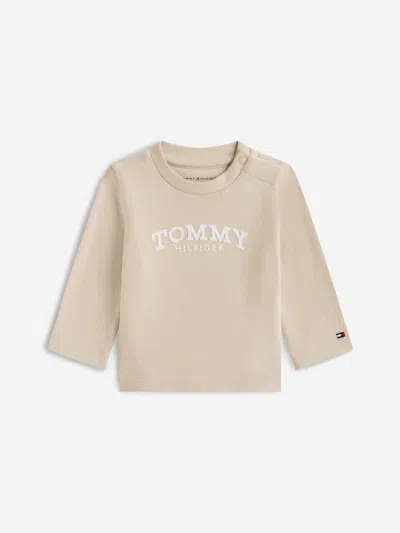 Tommy Hilfiger Kids'  Baby Monotype Logo Long Sleeve T-shirt In Neutral