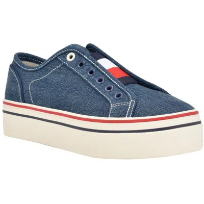 Tommy Hilfiger Balie 2 Womens Denim Slip-on Casual And Fashion Sneakers In Navy Stripe Multi