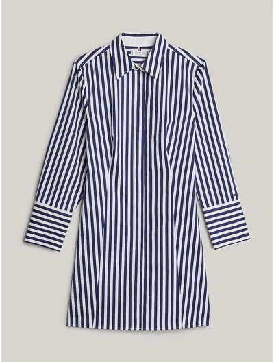 Tommy Hilfiger Banker Stripe Mini Shirtdress In Banker Stripe Ancient / Navy