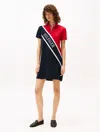 Tommy Hilfiger Banner Stripe Logo Polo Dress In Navy