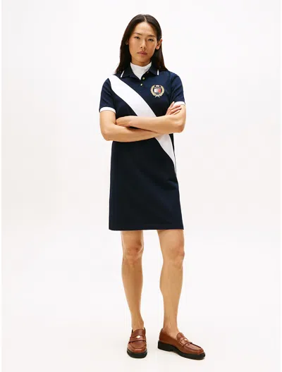 Tommy Hilfiger Banner Stripe Polo Dress In Blue