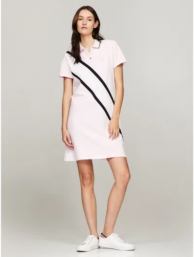 Tommy Hilfiger Banner Stripe Polo Dress In Cradle Pink Combo